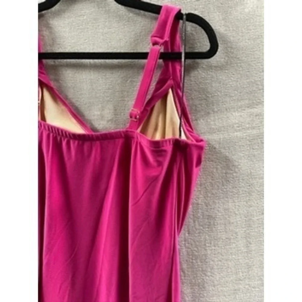 Magicsuit Women Ruby Red Draped Cowl Neck Side Tie‎ Tankini Swim Top Size 8 NEW